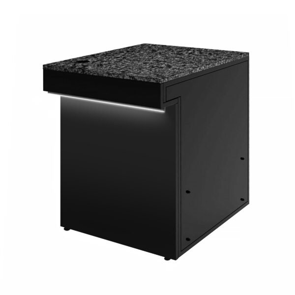 TABLE DE CAISSE - 600MM - FAÇADE BOIS OU NOIR - PLAN DE TRAVAIL EN GRANIT NOIR – Image 2
