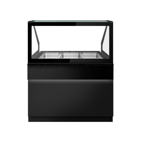 COMPTOIR CHAUFFANT - 1250MM - FAÇADE BOIS OU NOIR - POUR 3X GN 1/1 - PLAN DE TRAVAIL EN GRANIT NOIR – Image 3